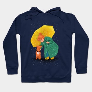 Rainy walkies and love illustration Hoodie